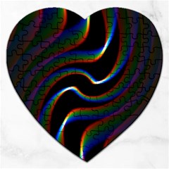 Rainbow Waves Art Iridescent Jigsaw Puzzle (heart) by Amaryn4rt