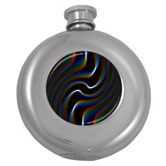 Rainbow Waves Art Iridescent Round Hip Flask (5 Oz) by Amaryn4rt