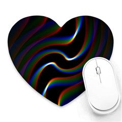 Rainbow Waves Art Iridescent Heart Mousepads by Amaryn4rt