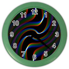 Rainbow Waves Art Iridescent Color Wall Clock by Amaryn4rt