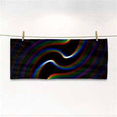 Rainbow Waves Art Iridescent Hand Towel by Amaryn4rt