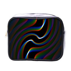 Rainbow Waves Art Iridescent Mini Toiletries Bag (one Side) by Amaryn4rt