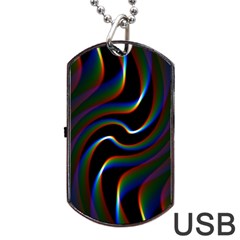 Rainbow Waves Art Iridescent Dog Tag Usb Flash (one Side) by Amaryn4rt