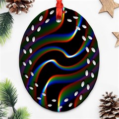 Rainbow Waves Art Iridescent Ornament (oval Filigree) by Amaryn4rt