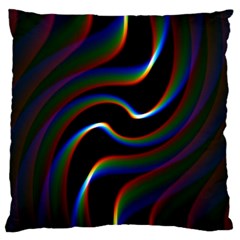 Rainbow Waves Art Iridescent Large Cushion Case (one Side) by Amaryn4rt