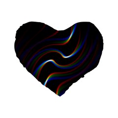 Rainbow Waves Art Iridescent Standard 16  Premium Heart Shape Cushions by Amaryn4rt