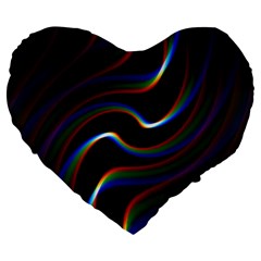 Rainbow Waves Art Iridescent Large 19  Premium Heart Shape Cushions by Amaryn4rt