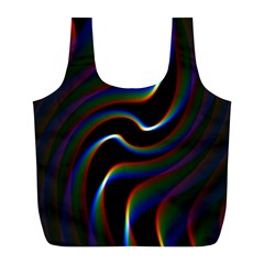 Rainbow Waves Art Iridescent Full Print Recycle Bag (l) by Amaryn4rt