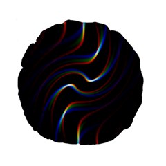 Rainbow Waves Art Iridescent Standard 15  Premium Flano Round Cushions by Amaryn4rt