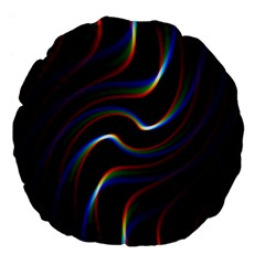 Rainbow Waves Art Iridescent Large 18  Premium Flano Round Cushions by Amaryn4rt