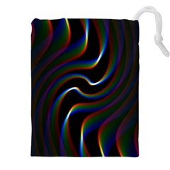 Rainbow Waves Art Iridescent Drawstring Pouch (4xl) by Amaryn4rt