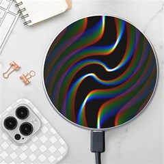 Rainbow Waves Art Iridescent Wireless Charger by Amaryn4rt