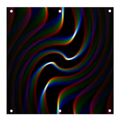 Rainbow Waves Art Iridescent Banner And Sign 4  X 4 