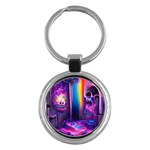 Purple Drawing Digital Art Key Chain (Round) Front