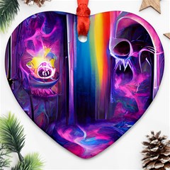 Purple Drawing Digital Art Heart Ornament (two Sides) by Amaryn4rt