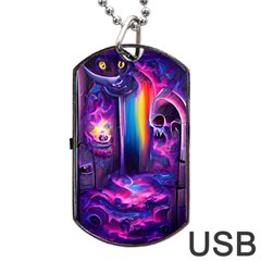 Purple Drawing Digital Art Dog Tag Usb Flash (two Sides)