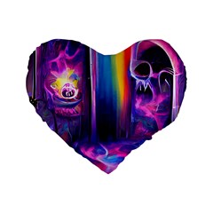 Purple Drawing Digital Art Standard 16  Premium Flano Heart Shape Cushions by Amaryn4rt