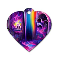 Purple Drawing Digital Art Dog Tag Heart (two Sides) by Amaryn4rt