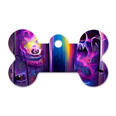 Purple Drawing Digital Art Dog Tag Bone (two Sides) by Amaryn4rt