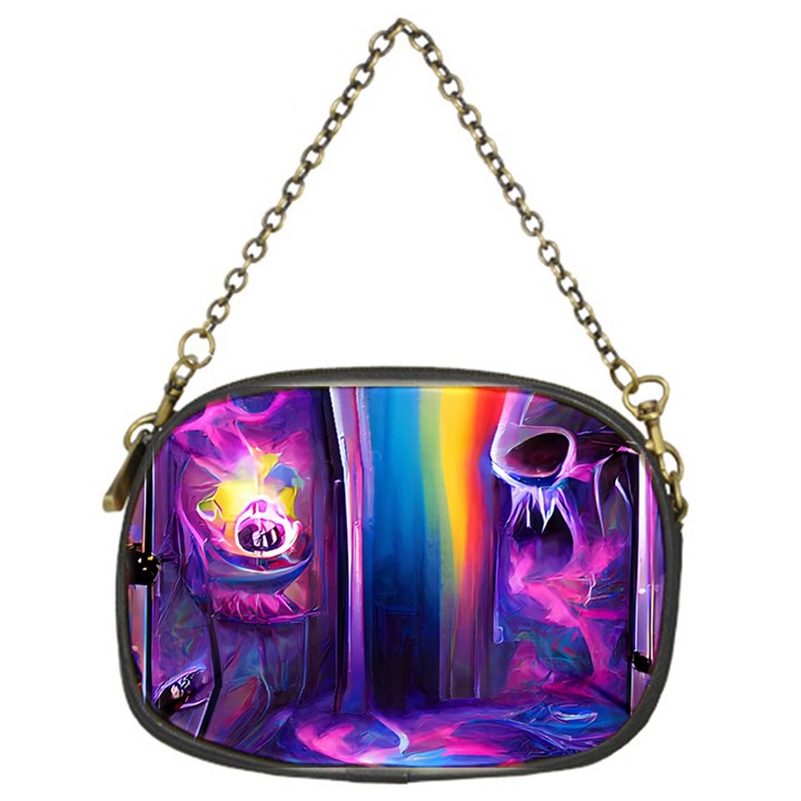 Purple Drawing Digital Art Chain Purse (One Side)