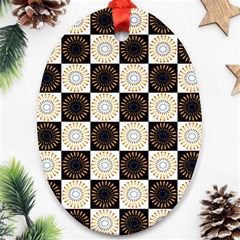 Illustration Checkered Pattern Decoration Ornament (oval) by Amaryn4rt