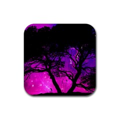 Tree Men Space Universe Surreal Rubber Coaster (square) by Amaryn4rt