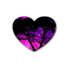 Tree Men Space Universe Surreal Rubber Heart Coaster (4 Pack) by Amaryn4rt