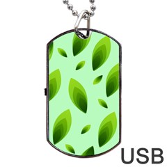 Background Pattern Leaves Nature Dog Tag Usb Flash (two Sides)