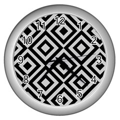 Background Pattern Geometric Wall Clock (Silver)