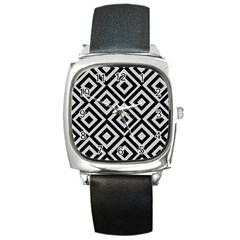 Background Pattern Geometric Square Metal Watch