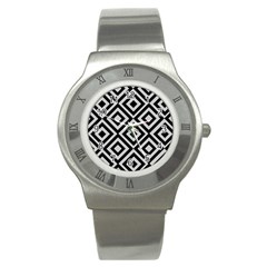 Background Pattern Geometric Stainless Steel Watch