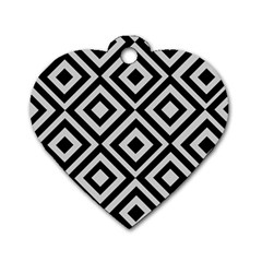 Background Pattern Geometric Dog Tag Heart (One Side)