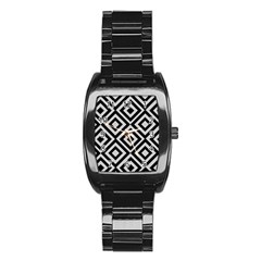 Background Pattern Geometric Stainless Steel Barrel Watch