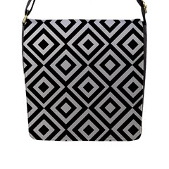 Background Pattern Geometric Flap Closure Messenger Bag (L)