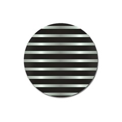 Black Silver Background Pattern Stripes Magnet 3  (round) by Amaryn4rt