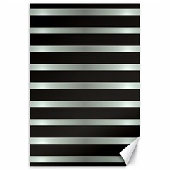 Black Silver Background Pattern Stripes Canvas 24  X 36  by Amaryn4rt