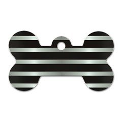 Black Silver Background Pattern Stripes Dog Tag Bone (one Side) by Amaryn4rt