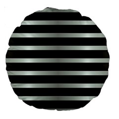 Black Silver Background Pattern Stripes Large 18  Premium Round Cushions by Amaryn4rt