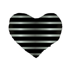 Black Silver Background Pattern Stripes Standard 16  Premium Heart Shape Cushions by Amaryn4rt