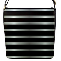 Black Silver Background Pattern Stripes Flap Closure Messenger Bag (s) by Amaryn4rt