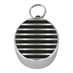 Black Silver Background Pattern Stripes Mini Silver Compasses by Amaryn4rt