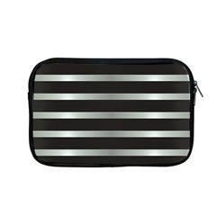 Black Silver Background Pattern Stripes Apple Macbook Pro 13  Zipper Case by Amaryn4rt