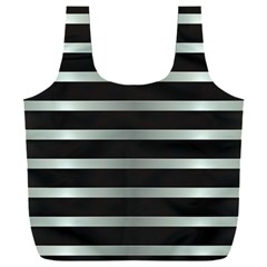 Black Silver Background Pattern Stripes Full Print Recycle Bag (xxl) by Amaryn4rt