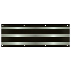 Black Silver Background Pattern Stripes Banner And Sign 9  X 3 