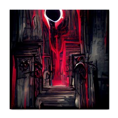 Stranger Things Fantasy Dark  Red Tile Coaster