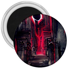 Stranger Things Fantasy Dark  Red 3  Magnets by Amaryn4rt