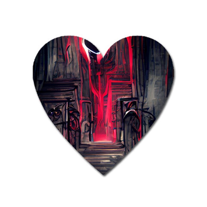 Stranger Things Fantasy Dark  Red Heart Magnet