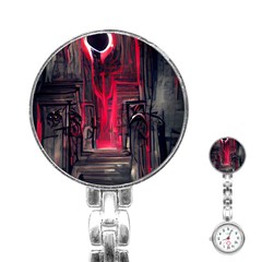 Stranger Things Fantasy Dark  Red Stainless Steel Nurses Watch by Amaryn4rt