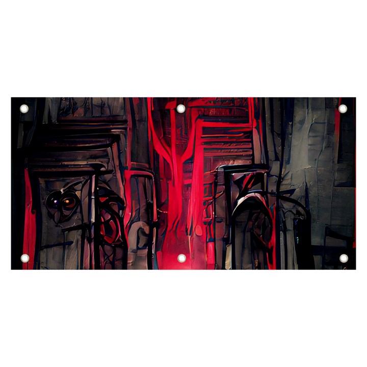 Stranger Things Fantasy Dark  Red Banner and Sign 6  x 3 