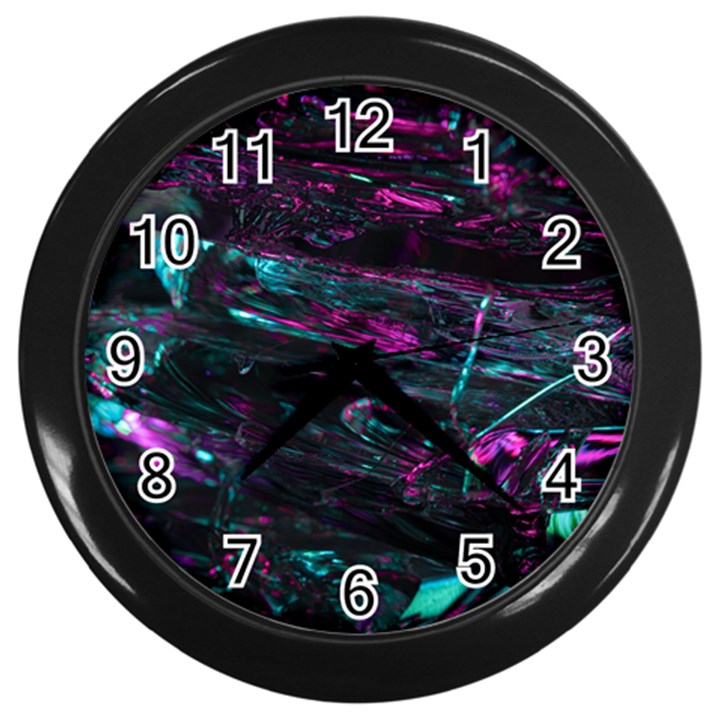 Space Futuristic Shiny Abstraction Wall Clock (Black)